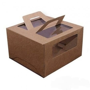 Коробка для торта с ручками КРАФТ 24х24х20 см