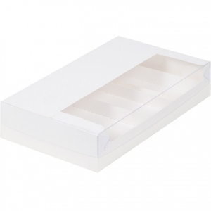 Упаковка для эклеров и эскимо белая с пласт. крышкой 25х15х5 см