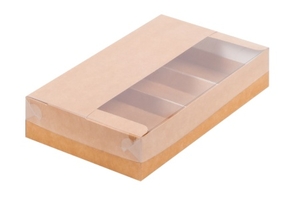 Упаковка для эклеров и эскимо крафт с пласт. крышкой 25х15х5 см