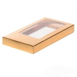 Упаковка для шоколада с окном Золото 18х9х1,7 см